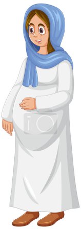Ilustración de Ilustración de la Virgen María embarazada en estilo de dibujos animados - Imagen libre de derechos