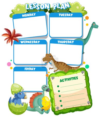 Illustration for Fun and educational lesson plan with adorable dinosaur decorations - Royalty Free Image