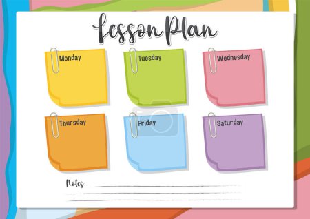 Illustration for A vibrant template for organizing weekly lessons - Royalty Free Image