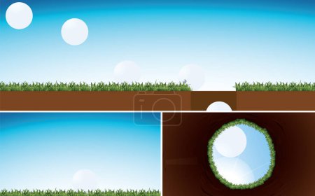 Illustration for Cartoon-style vector illustration of a golf ball sinking into a hole - Royalty Free Image