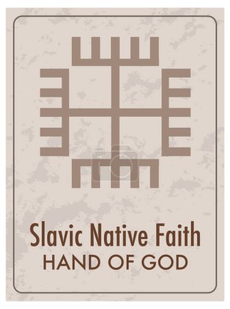 Ilustración de Ilustración vectorial de una tarjeta que simboliza la fe nativa eslava étnica con las manos de Dios - Imagen libre de derechos
