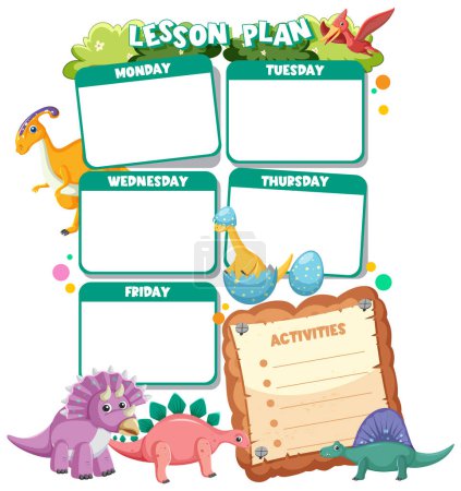 Photo for Fun and educational lesson plan with adorable dinosaur decorations - Royalty Free Image