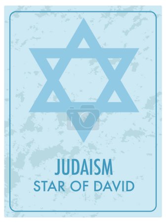 Illustration for A vector cartoon illustration of a blue card featuring the Jewish Star of David symbolizing Judaism - Royalty Free Image