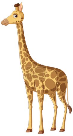 Téléchargez les illustrations : Un personnage de dessin animé girafe mignon et animé isolé sur un fond blanc - en licence libre de droit