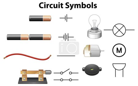 Illustration for A collection of vector illustrations depicting circuit symbols for science education - Royalty Free Image