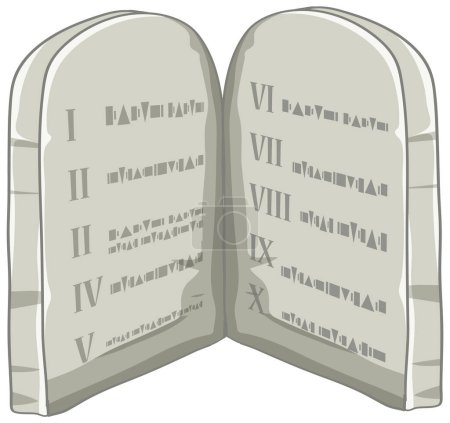 Illustration for An illustrated cartoon depiction of the Ten Commandments from the Bible - Royalty Free Image