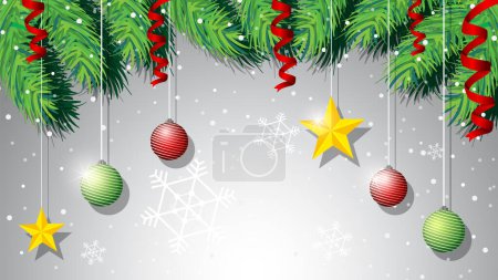 Ilustración de Un fondo gris festivo con un árbol de Navidad decorado - Imagen libre de derechos