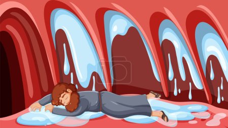 Illustration for Illustration of Jonah asleep inside the stomach of a big fish - Royalty Free Image