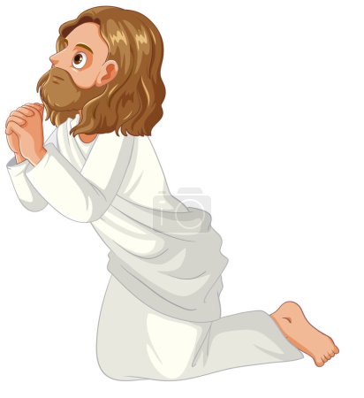 Téléchargez les illustrations : Illustration de Jésus-Christ assis dans une pose de prière - en licence libre de droit