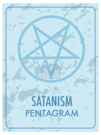 Illustration for A cartoon-style card featuring the inverted pentagram symbol associated with Satanism - Royalty Free Image