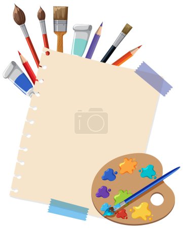 Illustration for Vibrant tools for painting and drawing in a vector cartoon style - Royalty Free Image