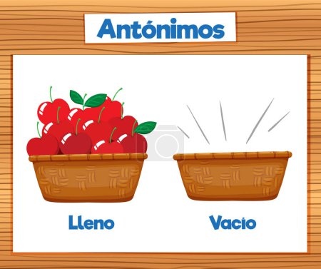 Illustration for Cartoon illustration of Spanish antonyms for high and low - Royalty Free Image