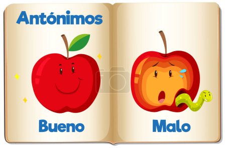 Illustration for Cartoon illustration of Bueno and Malo, meaning good and bad - Royalty Free Image