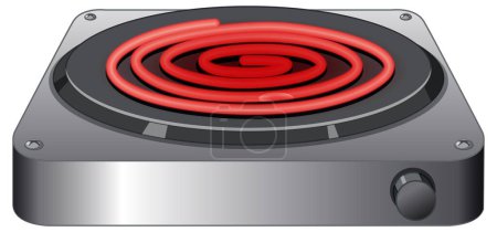 Illustration for A vector cartoon illustration of an isolated electric coil stove - Royalty Free Image