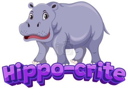 Illustration for A hilarious cartoon illustration of a hypocritical hippo - Royalty Free Image