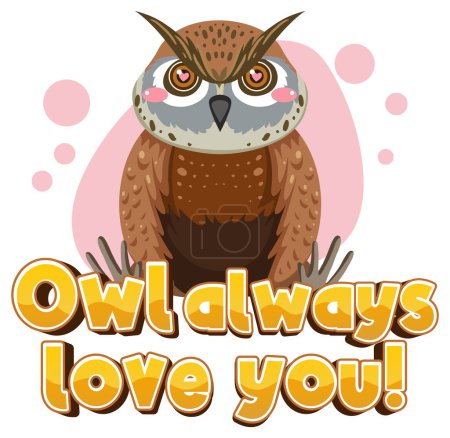 Illustration for A hilarious cartoon illustration of an owl expressing eternal love - Royalty Free Image