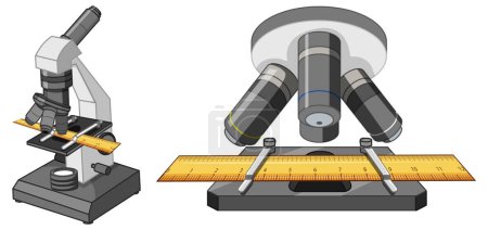 Téléchargez les illustrations : Illustration vectorielle d'un microscope d'outils scientifiques isolés - en licence libre de droit