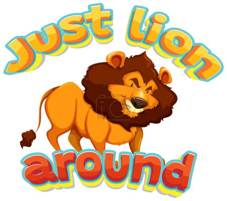 Ilustración de Una graciosa ilustración de dibujos animados de un león que hace travesuras juguetonas - Imagen libre de derechos