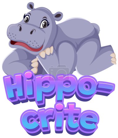 Illustration for A funny cartoon illustration of a hypocritical hippo - Royalty Free Image