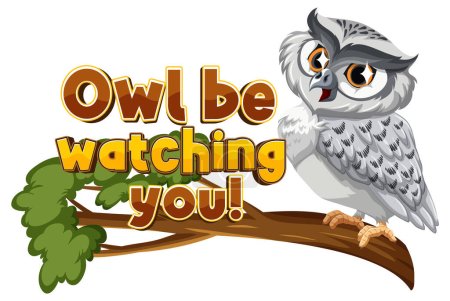 Illustration for Amusing cartoon illustration of an owl keeping a close eye on you - Royalty Free Image