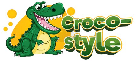 Téléchargez les illustrations : Une illustration de dessin animé hilarante mettant en vedette un crocodile mignon dans un style unique - en licence libre de droit