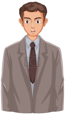 Ilustración de Una ilustración de dibujos animados vectoriales de un joven Robert Oppenheimer vestido con un traje - Imagen libre de derechos
