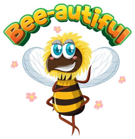 Illustration for A hilarious cartoon illustration featuring adorable animals with a bee-autiful twist - Royalty Free Image