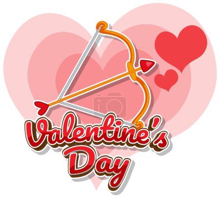 Téléchargez les illustrations : Une illustration joyeuse de la Saint-Valentin avec une bannière de flèche décorative - en licence libre de droit