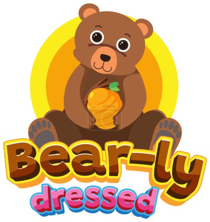 Illustration for A hilarious cartoon illustration of a bear dressed in a humorous way - Royalty Free Image