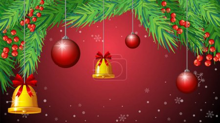 Téléchargez les illustrations : Illustration vectorielle d'un fond de Noël festif avec un arbre de Noël décoré - en licence libre de droit