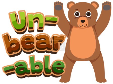 Illustration for A hilarious cartoon illustration featuring a pun on the word 'un-bear-able' - Royalty Free Image