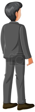Téléchargez les illustrations : Illustration d'un homme vu de derrière dans un style de dessin animé vectoriel - en licence libre de droit