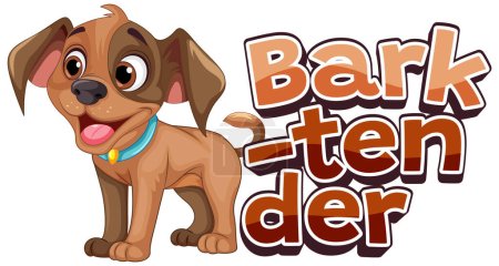 Illustration for A hilarious cartoon illustration featuring a cute dog as a bark tender - Royalty Free Image