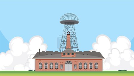 Illustration for An animated depiction of the iconic Wardenclyffe Tower - Royalty Free Image