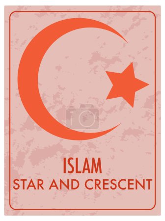 Téléchargez les illustrations : Un carton rouge vibrant avec l'étoile emblématique et le croissant symbole de l'islam - en licence libre de droit