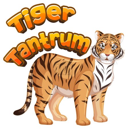 Téléchargez les illustrations : Illustration vectorielle hilarante d'un tigre mignon en colère - en licence libre de droit