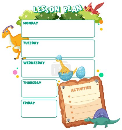 Illustration for Fun and educational lesson plan with adorable dinosaur decorations - Royalty Free Image