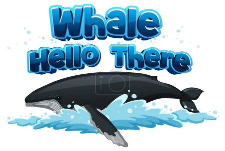 Ilustración de Una deliciosa ilustración de dibujos animados con una linda ballena con un juego de palabras humorístico - Imagen libre de derechos