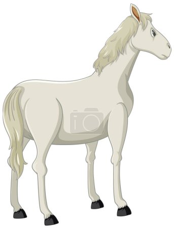 Téléchargez les illustrations : Illustration vectorielle d'un cheval debout seul, vue de derrière - en licence libre de droit