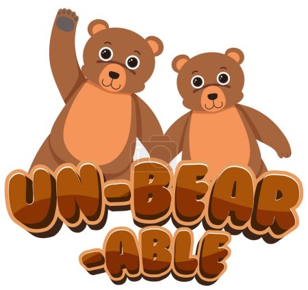 Illustration for A hilarious cartoon illustration featuring a pun on the word 'un-bear-able' - Royalty Free Image
