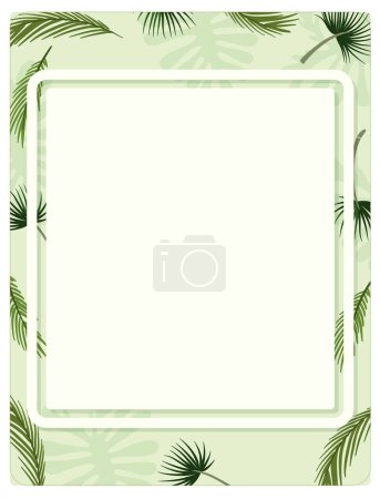 Téléchargez les photos : Illustration vectorielle d'une feuille de palmier tropical vert Cadre A gabarit de bordure - en image libre de droit