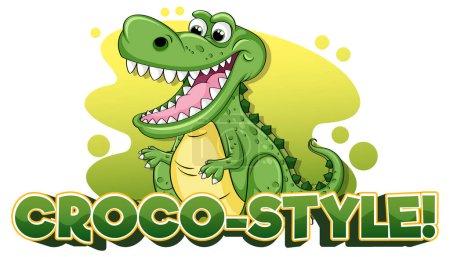 Illustration for A hilarious cartoon illustration of a cute crocodile in a unique style - Royalty Free Image