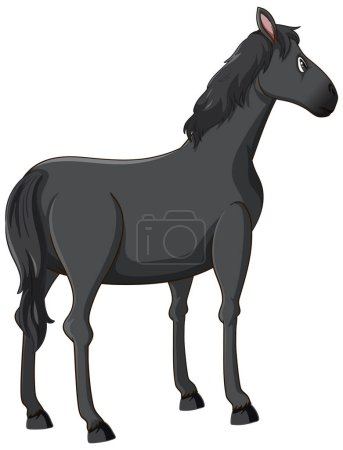 Illustration for Vector cartoon illustration of a horse standing alone, viewed from behind - Royalty Free Image