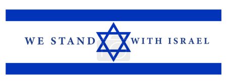 Téléchargez les illustrations : Bannière illustrée montrant la solidarité avec Israël à travers le texte et le drapeau - en licence libre de droit