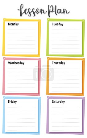 Illustration for Vibrant and organized weekly lesson plan template - Royalty Free Image