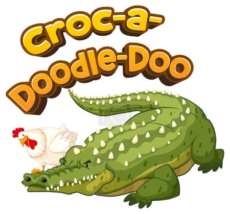 Illustration for A hilarious cartoon illustration featuring a cute crocodile with a punny twist - Royalty Free Image