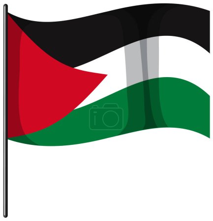 Illustration for Colorful vector cartoon illustration of the Palestine flag on a white background - Royalty Free Image