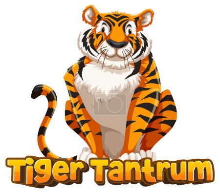 Illustration for A hilarious cartoon illustration of a tiger throwing a tantrum - Royalty Free Image