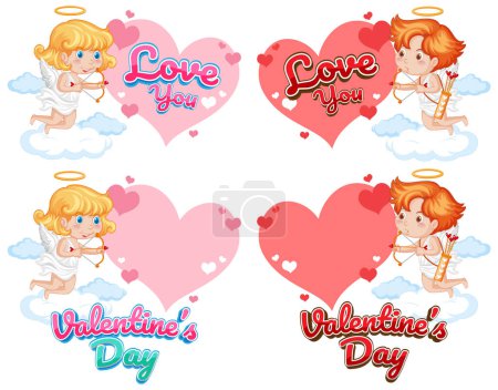 Illustration for Vector illustration of an adorable angel with a heart arrow - Royalty Free Image