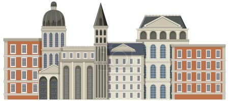 Ilustración de Dibujos animados vectoriales ilustración de un edificio histórico europeo - Imagen libre de derechos